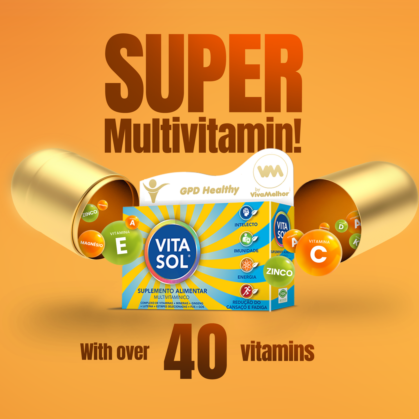 Vitasol Supplement, +40 Multivitamin and Mineral Support, 30 Tablets