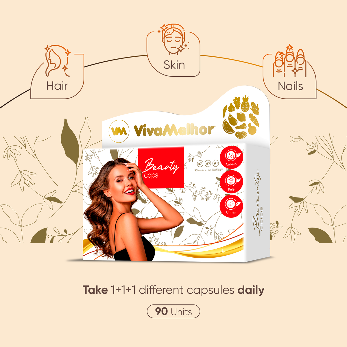 Beauty Caps Dietary Supplement, Hair, Skin, and Nail Support, 60 Capsules